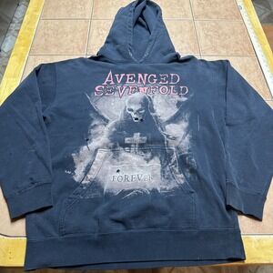Vintage Y2K Avenged Sevenfold Forever Heavy Metal Band Hoodie Sz Med Distressed